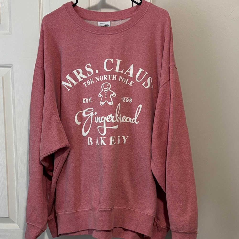 Pacific Connections Mrs. Claus Gingerbread Bakery Sweatshirt - Pink